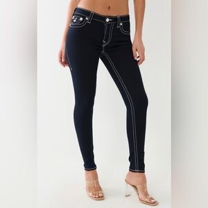 True Religion Black Skinny Jeans with Contrast White Stitching
